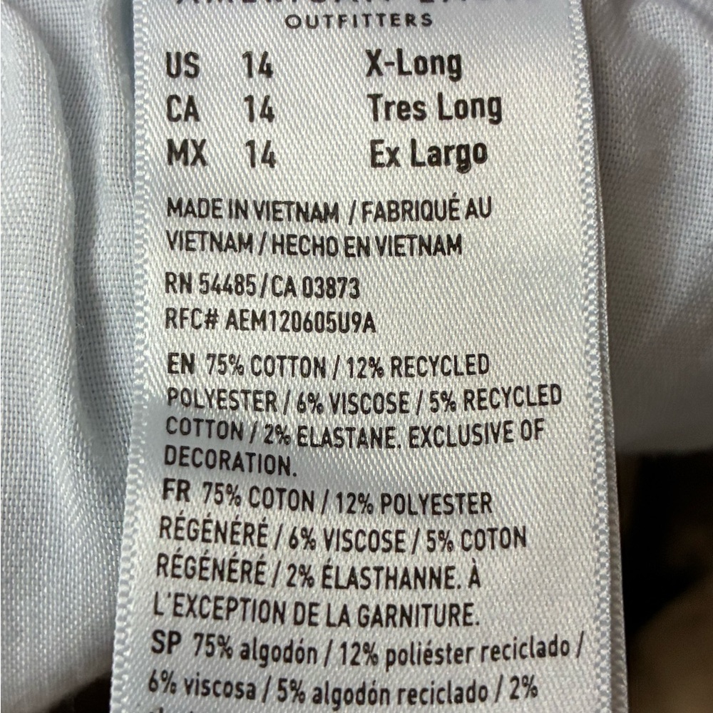 American Eagle Outfitters Blue Jeans w/Purple & gold LSU Tigers Patches 14X-Long - Picture 7 of 9